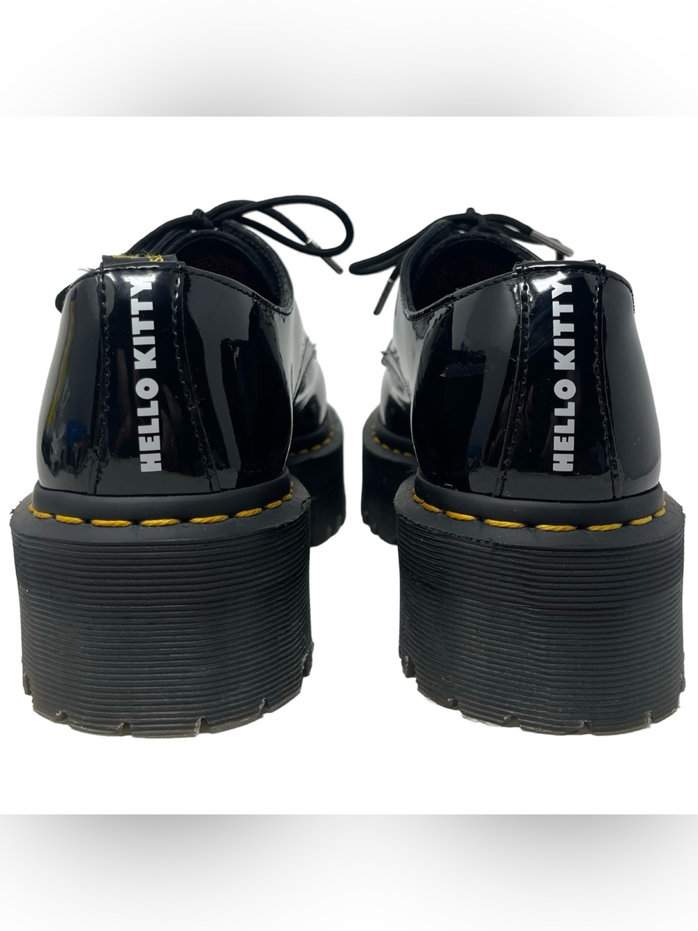 Dr. Martens x Hello Kitty 1461 Quad Platform Black Leather Shoes Women's Size 8 - Picture 5 of 15